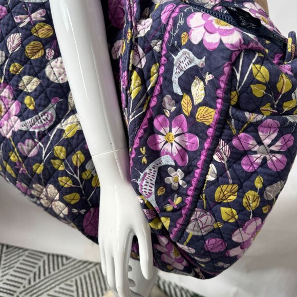 Vera Bradley Large Floral Quilted Shoulder Bag With Zipper & Double Straps - Picture 16 of 16